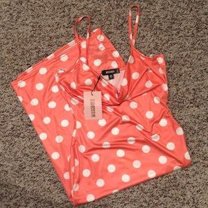 NWT Missguided slinky polka dot midi slip dress